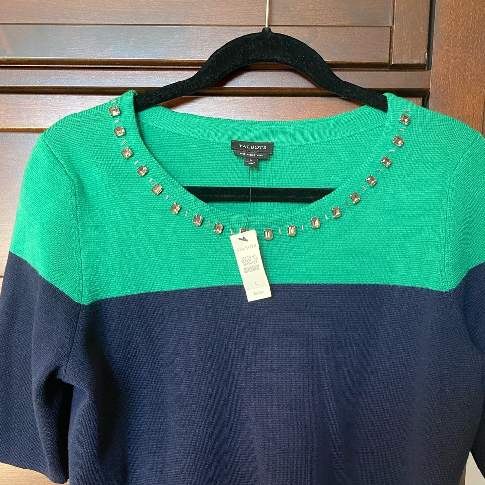 Blue and green Talbots short sleeves top NWT